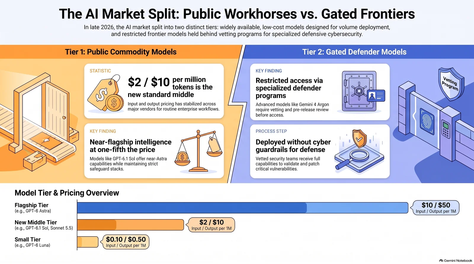 Two AI Markets: Cheap Models for Everyone, Frontier Models for Defenders